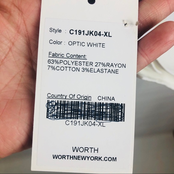 Worth New York White Button Up Blouse or Blazer - Picture 5 of 6